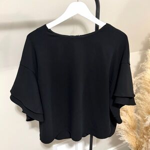 H&M Black Ruffle Sleeve Blouse – Size 14 (US) | EUR 44